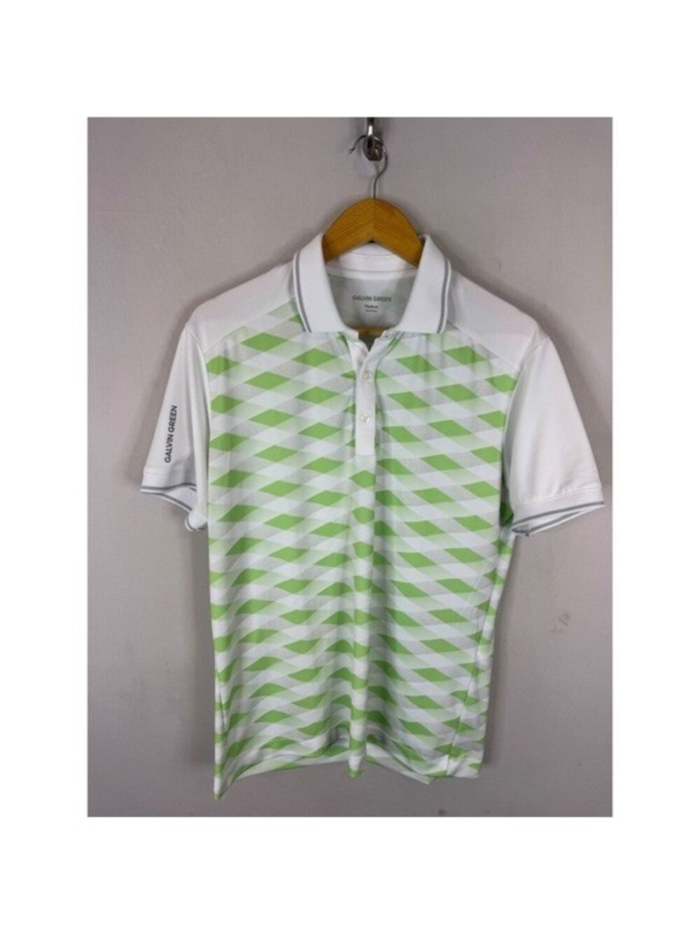 Galvin Green Marlon Golf Polo Shirt Mens Medium Green White Diamond D0100096